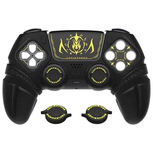 PlayVital Runes Edition Silicone Cover Skin for PS5 Controller with Thumb Grips & Touchpad Skin & D-pad Area Sticker, Compatible with PS5 Charging Dock - Black