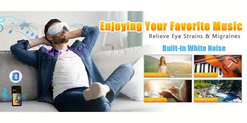 VITCOCO Eyes Massager Rechargeable 4D White Smart with Heat Vibration for Eye Fatigue Relief Adjustable Temperature Bluetooth 5.0 for Men Women Relaxing Gift VITCOCO Eyes Massager Rechargeable 4D White Smart with Heat Vibration for Eye Fatigue Relief Adjustable Temperature Bluetooth 5.0 for Men Women Relaxing Gift