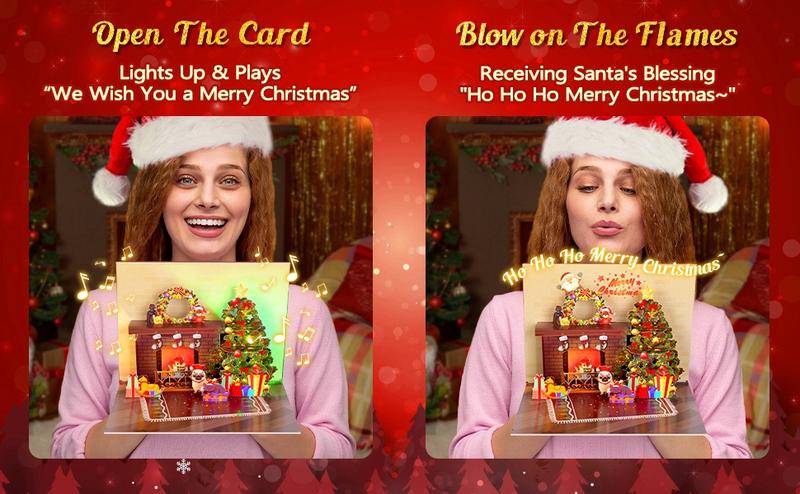 Christmas Card Pop Up with Light and Music 3D Santa Fireplace Merry Christmas Greeting Card with Envelope for Kids Girls Women Man Christmas Gift Christmas Card Pop Up with Light and Music 3D Santa Fireplace Merry Christmas Greeting Card with Envelope for Kids Girls Women Man Christmas Gift