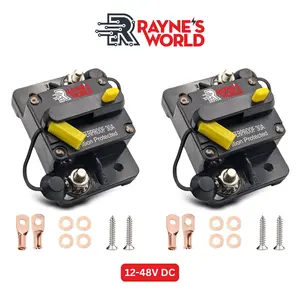 Rayne's World (2 Pack) 30-300 Amp 12V-48V DC Waterproof Yellow Circuit Breaker with Connection Kit - Car Stereo, RV, Solar Power, Automotive, Marine - 2 Pack
