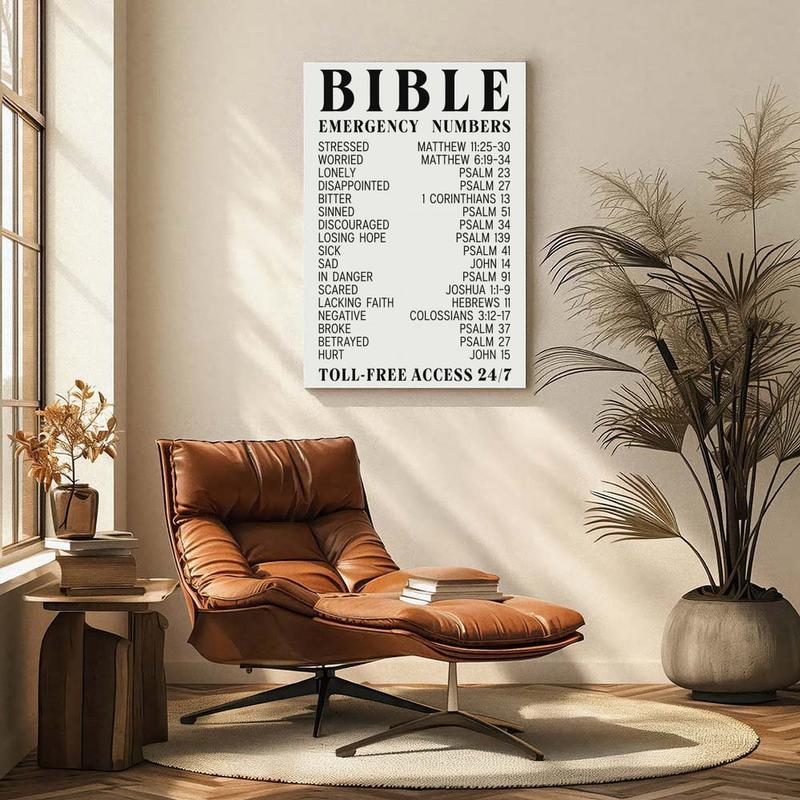 Bible Verse Emergency Numbers,Canvas Art Poster, Bible Verse Wall Art - Inspirational, Spiritual Typography Wall Print - Gifts For Women And Men, Festival Decor Home