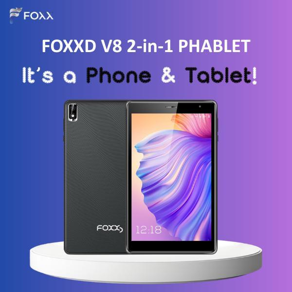 FOXXD 2-in-1 Phablet V8 & C10pro: Phone & Tablet in One, 800x1280 Display, 4GB RAM, 64GB Storage expandable up to 1TB, 5MP Camera, 5000mAh Battery, Android 15, Ideal for Studying, Working, Gaming