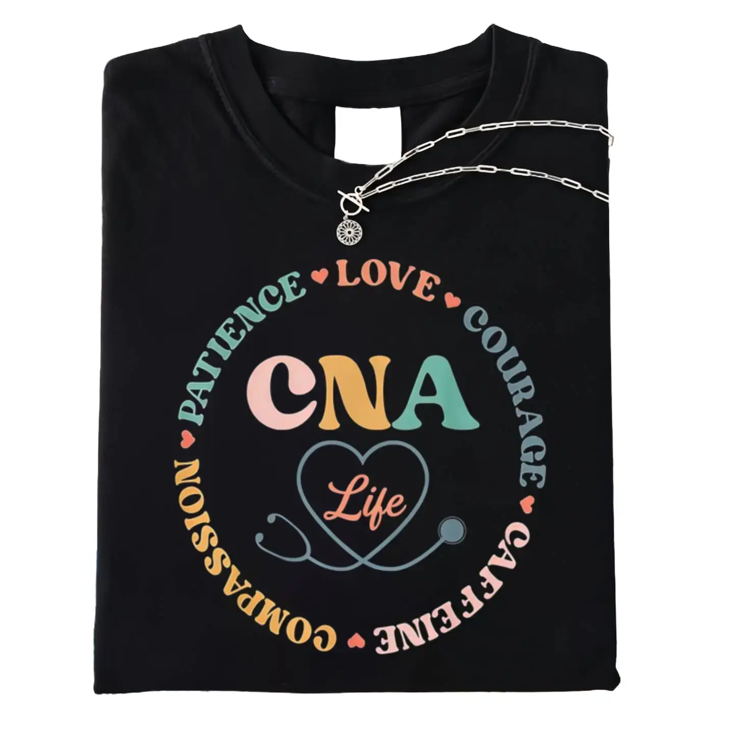 CNA Life Graphic T-Shirt for Nursing Assistants, Comfortable Relaxed Fit Top with Custom Prints for Outdoor Sport