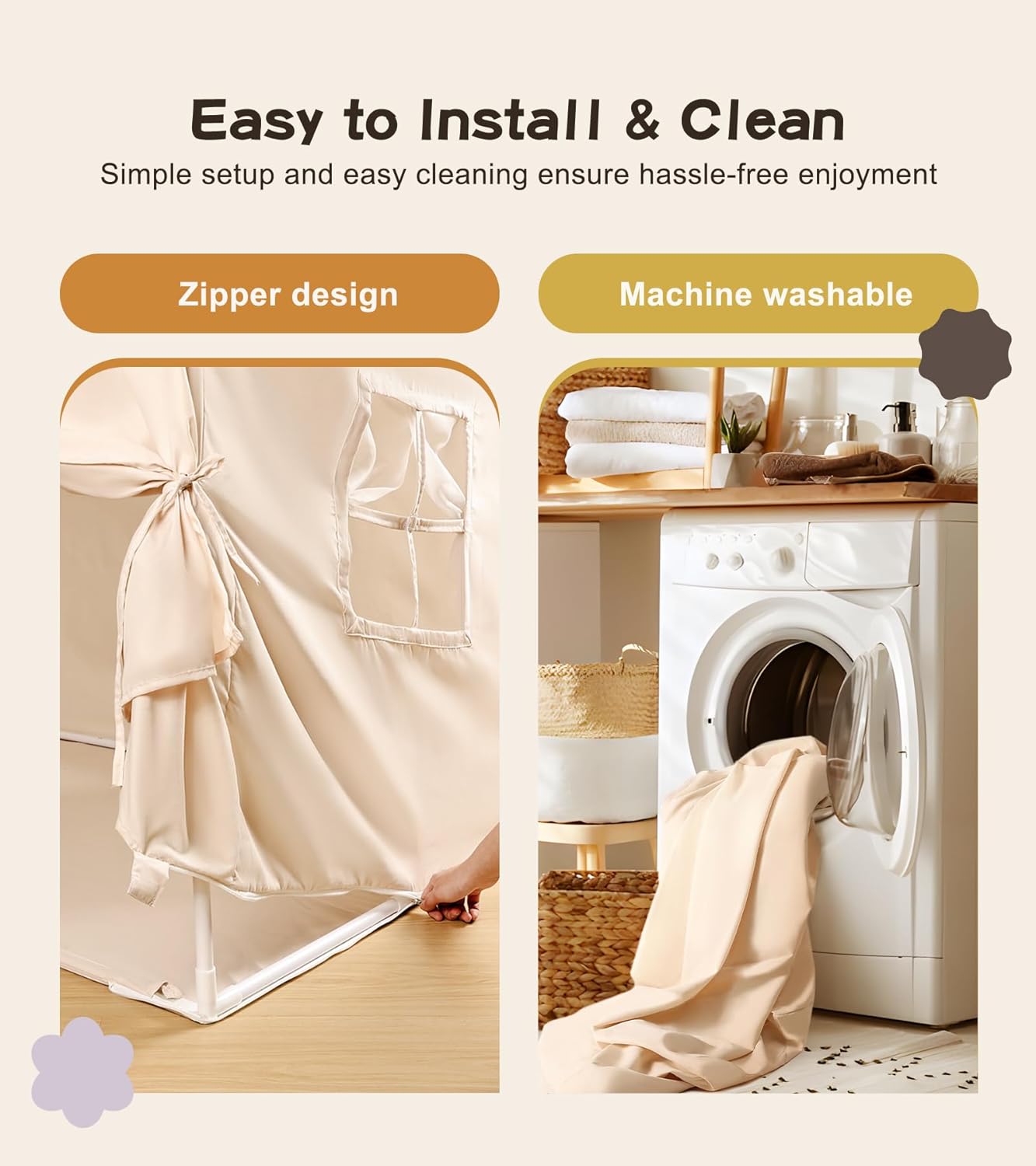 Little DoveKids Play Tent with Tassel, Large Play Tent with Star Light, Portable & Foldable Teepee, Bed Canopy for Girls and Boys, JoyHut, Indoor Outdoor Dome Tent Playhouse, Easter Gifts Basket Stuffers