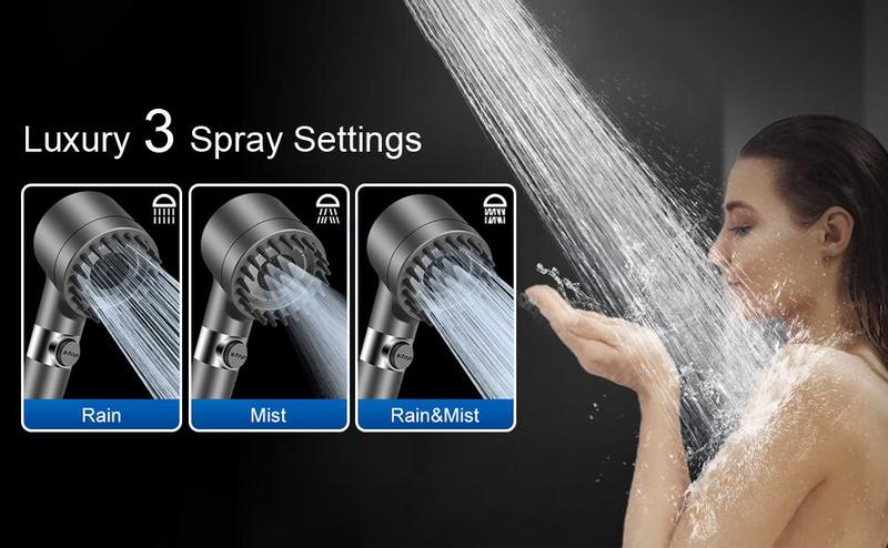 High Pressure 5-in-1 Shower Head Set with Filter & Silicone Scrubber - 3 Spray Modes, Pause Button, Chlorine Removal for Hard Water & Skin Care, Water Saving & Easy Install