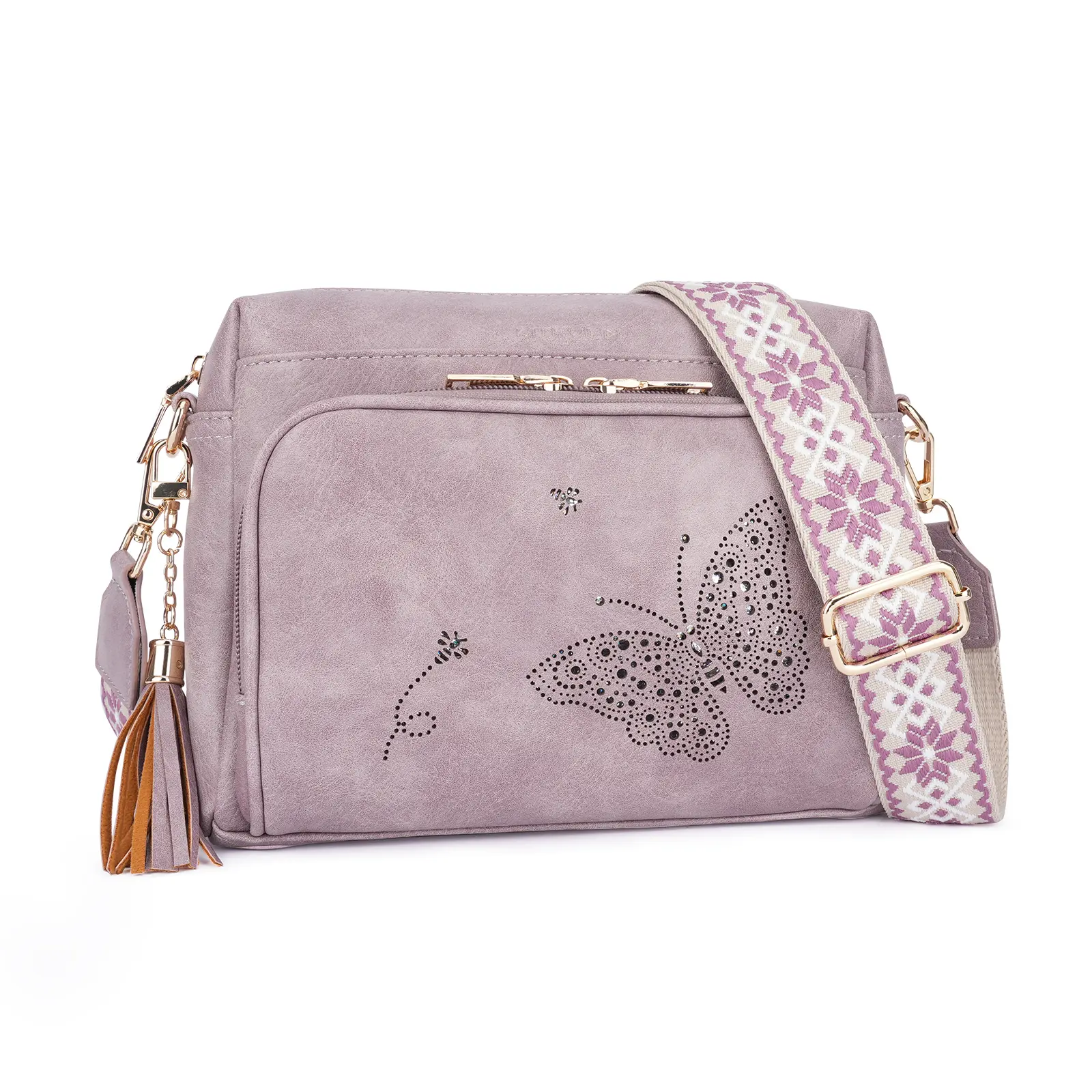 Women's Vegan Leather Portable Crossbody & Shoulder Bag - Stylish Butterfly Design, Phone Pocket, Zipper Closure, Card Slots - Ideal for Work, Everyday Carry - 2025 Trendy Fashion Handbag, Portable Women's Crossbody & Shoulder Bags