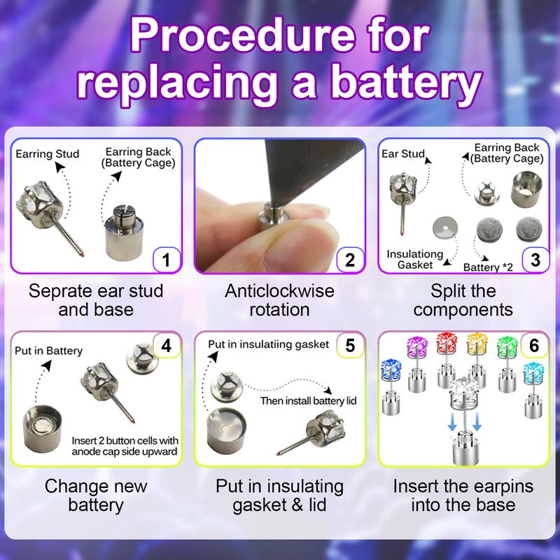 LED Earrings, Light Up Stud Earrings, Glowing Diamond Crown Pendant Earring for Women and Men, LED Jewelry for Party, Wedding, Birthday, Night Out, Disco, Festival