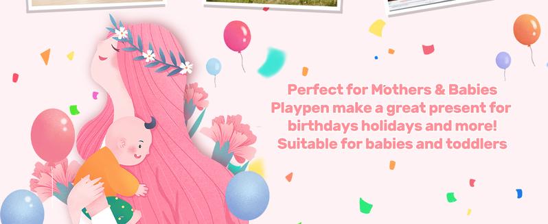 Baby Playpen with Anti-Slip Mat for Indoor&Outdoor Playard Kids Activity Center with Gate, Portable Fence Area for Babies and Toddlers playpen,Pink