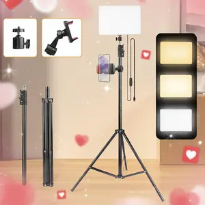 2-Pack LED Video Light Kit, Photography Lighting Kit, 2800-6500K Dimmable Studio Light With Tripod Stand & Phone Holder, 63" Stream Light For Video Recording, Game Streaming, YouTube | Valentine's Day Content Creator Duo SuperBowl