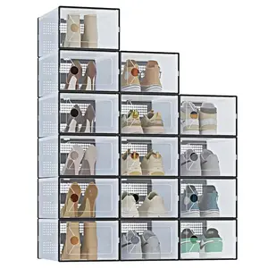 Stackable Shoe Boxes (15-Pack) | Clear Plastic Shoe Organizers with Lids | Versatile Sneaker Storage Containers for Closet, Under Bed, Display or Entryway