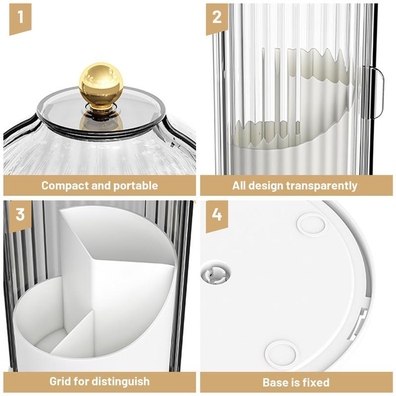 TikTok Viral Bathroom Organizer with Sliding Lid Christmas Gift Idea,Rotating Toothbrush Holder with Sliding Lid 3 Slots,Bathroom Counter Organizer for Makeup Brushes and Toothbrush,No-Drill Bathroom Storage,Water-Resistant Organizer,Home Must-Haves,White