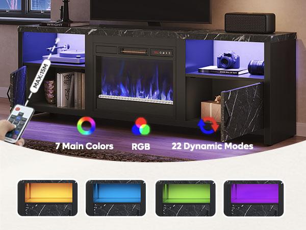 Bestier 71" Fireplace TV Stand for TVs up to 75" LED Entertainment Center with 23" Remote Control Electric Fireplace