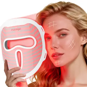Facego LED Red Light Mask with 7 Colors & Eye Protection for Anti-Aging Skincare at Home Cordless Adjustable Device for Daily Facial Care