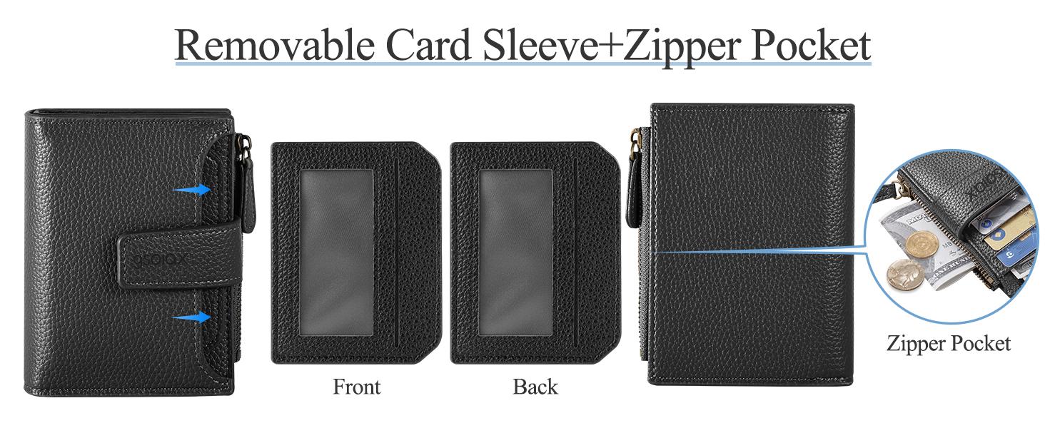 GSOIAX RFID Women’s Minimalist Portable Solid Color Short Wallet, Casual and Versatile Genuine Leather Zipper Coin Purse, Stylish Card Holder, Perfect Mother’s Day or Girlfriend Gift Holidays Best Gift Ideas