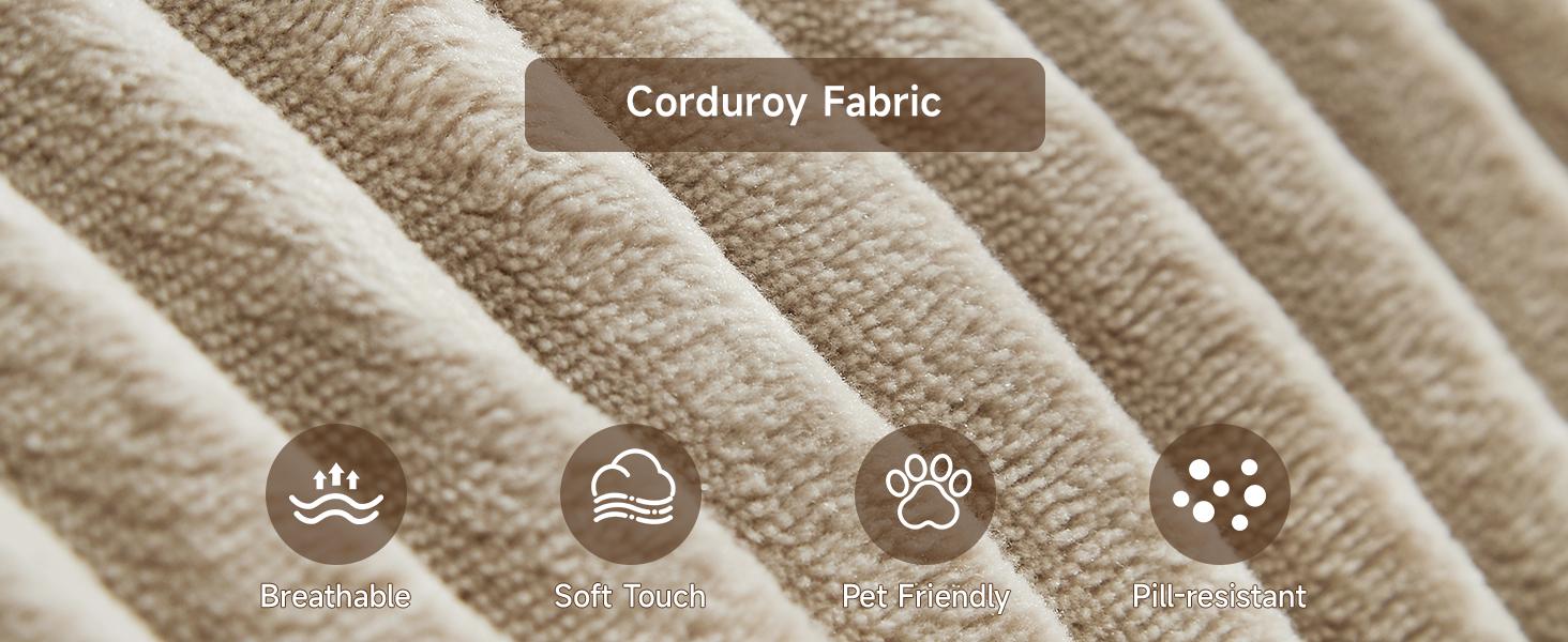 【2 USB Ports】ONBRILL 92" Modular Sectional Sofa,3 Seater Sofa w/ 2 USB,Modern Deep Seat Cloud Plush Corduroy Upholstered Loveseat Couches for Living Room, Apartment and Office