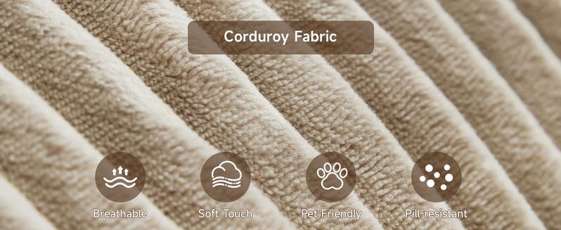 【2 USB Ports】ONBRILL 92" Modular Sectional Sofa,3 Seater Sofa w/ 2 USB,Modern Deep Seat Cloud Plush Corduroy Upholstered Loveseat Couches for Living Room, Apartment and Office