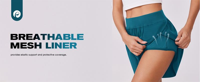 PINSPARK Womens Running Shorts High Waisted Athletic Shorts Quick Dry Exercise Workout Shorts with Mesh Liner springtok Elegant Gym Outfits