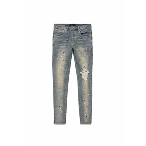 Purple Brand Mid Indigo Destroy Paint Blue Jeans