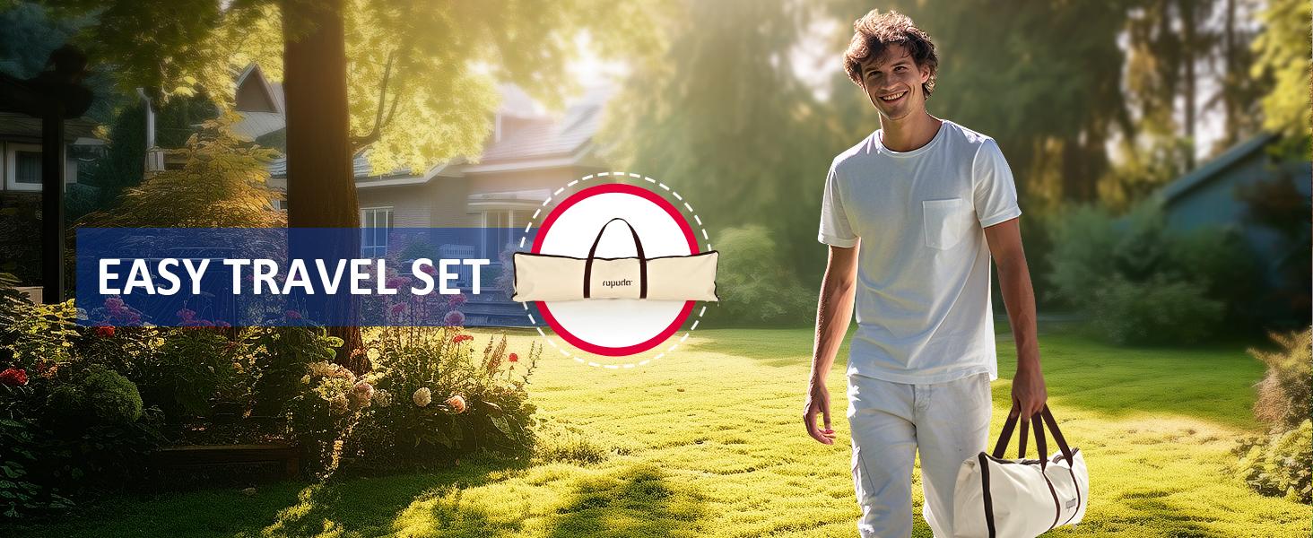 (Summer Turn-Up)Ropoda Six-Player Croquet Set with Wooden Mallets, Colored Balls, 2 Ending Stakes, 9 Steel Wickets & Durable Carrying Bag for Easy Storage, Summer Turn Up & Father's Day Deal