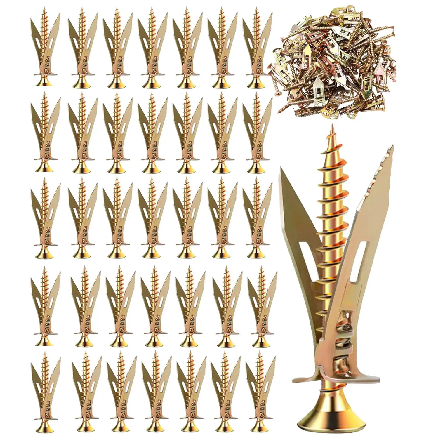 Self-Drilling Drywall Anchor Kit, 100/200 Count Drywall Anchors with Screws Self Drilling Sheetrock Anchors (0.47 x 1.18 Inch) - No Drill Needed, Includes 50/100 Anchors & 50/100 Zinc-Plated Screws for Secure Wall Mounting