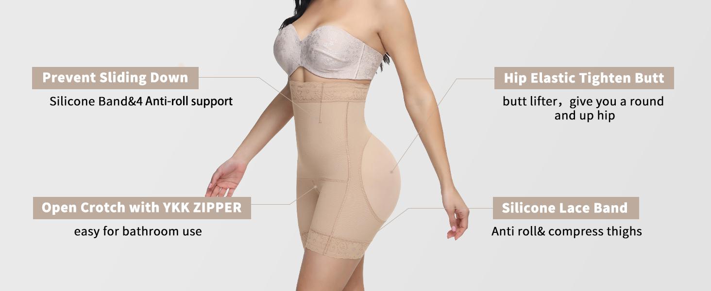 Curvy-faja Butt Lifter Control Panty Underwear High Waisted Shorts Comfortable Shapewear Womenswear Breathable Smooth Zipper