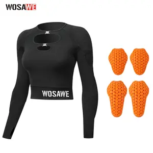 WOSAWE Womens Motorcycle Jacket Cropped Half Zipper Pullover Padded Summer Motorbike Shirt Scooter Riding Gear