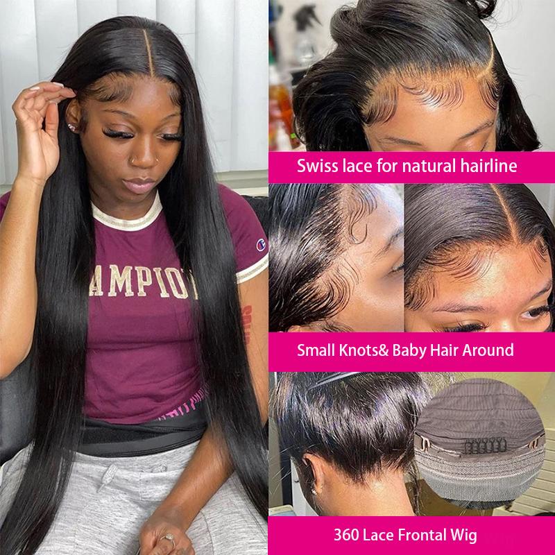 【CLEARANCE SALE】MORE FACE 360 Lace Frontal Wig Straight Transparent Lace Front Human Hair Wigs For Black Woman Pre Plucked 180% Density 【CLEARANCE SALE】MORE FACE 360 Lace Frontal Wig Straight Transparent Lace Front Human Hair Wigs For Black Woman Pre Plucked 180% Density