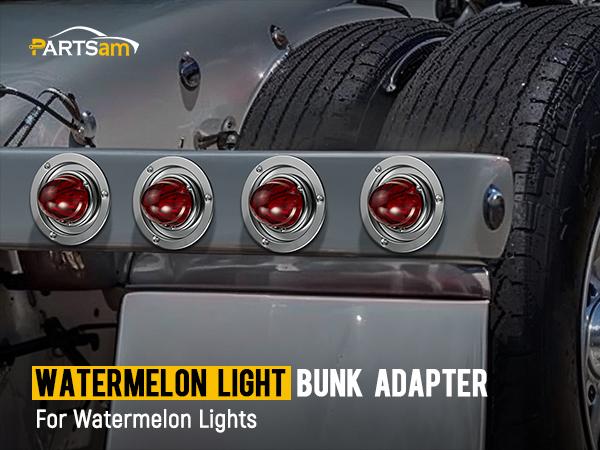 Partsam 2Pcs Watermelon Lights Bunk Adapter, Stainless Steel Round Marker Light Bezel Cover, No LED Lights Included, Mounting Bracket for 4" Hole