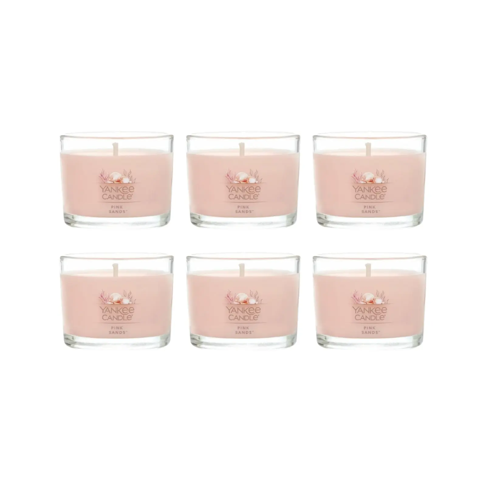 Yankee Candle Mini Votive Glass Jars, 6-Pack Compact Scented Candles with True Fragrance, Hand-Illustrated Colorful Box for Home Decor Table Accent