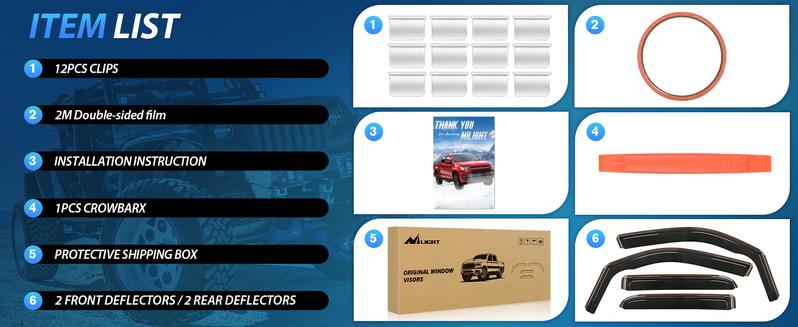 Nilight in Channel Rain Guards for Dodge RAM 1500 2019 2020 2021 2022 2023 2024 Quad Cab Original Window Deflectors, Vent Window Visors-4PCS Auto Accessories Vehicle  dealsforyoudays