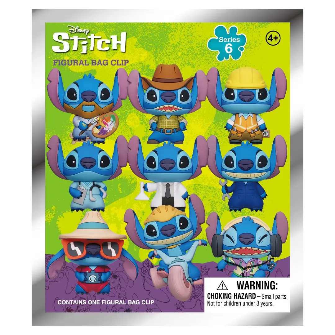 Disney Stitch 3D Foam 2" Clip-On Figure - Series 6 Mini Blind Bag Collectible, Cute Fun Collectible, Bag-Ready 2-in Surprise Pack with Diverse Occupation Outfits