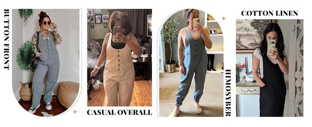 Molitree Women's Overalls Linen Cotton Jumpsuits Loose Casual Jumpers Adjustable Straps with Pockets Molitree Women's Overalls Linen Cotton Jumpsuits Loose Casual Jumpers Adjustable Straps with Pockets