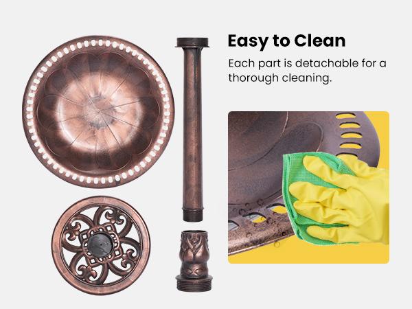 VIVOHOME Polyresin Antique Outdoor Golden Garden Bird Bath & Solar Powered Round Pond Fountain Combo Set 20-inch Diameter Durable Material Easy Assembly