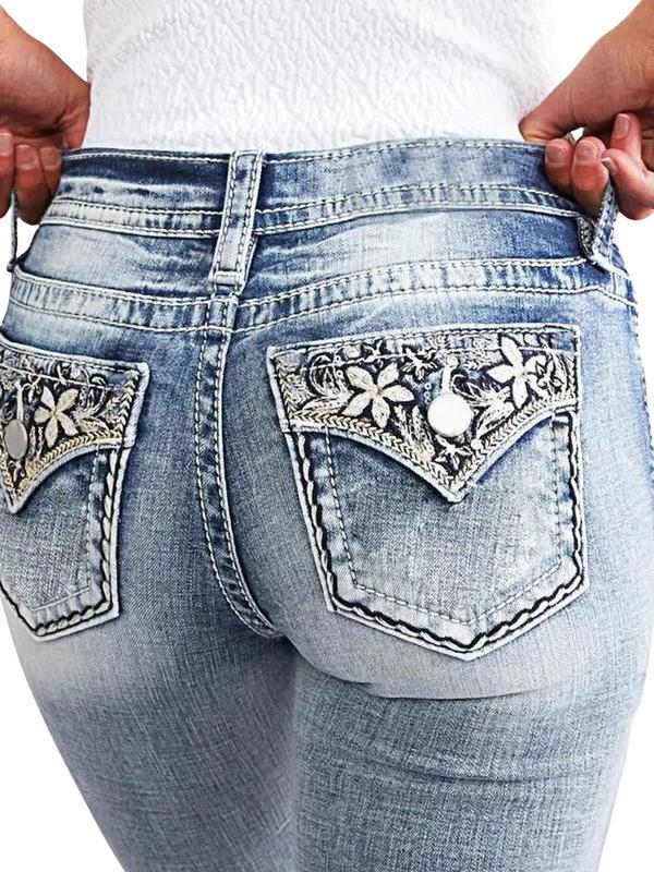 Butt Lifting Skinny Jeans with Retro Embroidered Pockets Light Wash Stretch Denim That Shapes Your Curves and Elevates Your Everyday Style