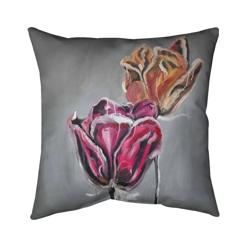 360 Stand 20x20 in. Contemporary Orange Outdoor Throw Pillow - Abstract Tulip Botanical Art, Polyester Print, UV-Resistant, Polyester Construction, Cushions For Outdoor Furniture, Outdoor Cushions, Durable Cushions