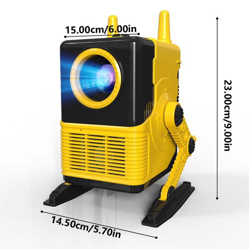 XBJ portable Projector Android TV 11.0 1920x1080P WiFi Bluetooth 120° Rotatable Auto Focus Home Outdoor Movie Proyector Smart Projector with Netflix and 5000+ Apps Perfect Mothers Day Gift Audio Yellow window projector