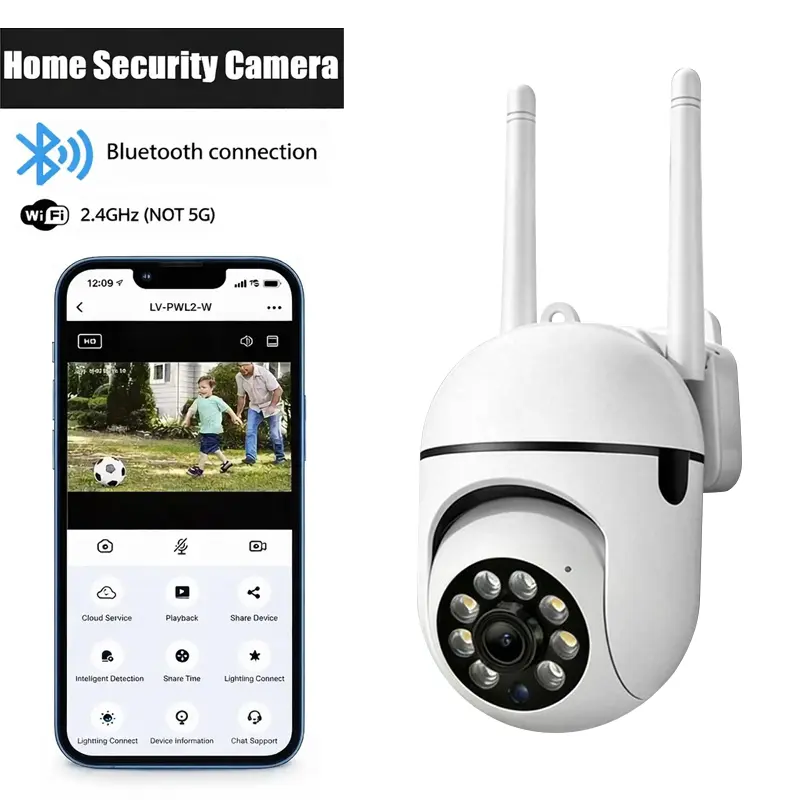 Smart Home Security Camera - 360° Rotation, 1080p HD Resolution, Full-Color Night Vision, Motion Detection, 2-Way Audio, Wi-Fi & Bluetooth Connectivity, Remote Viewing, TF Card & Cloud Storage Support