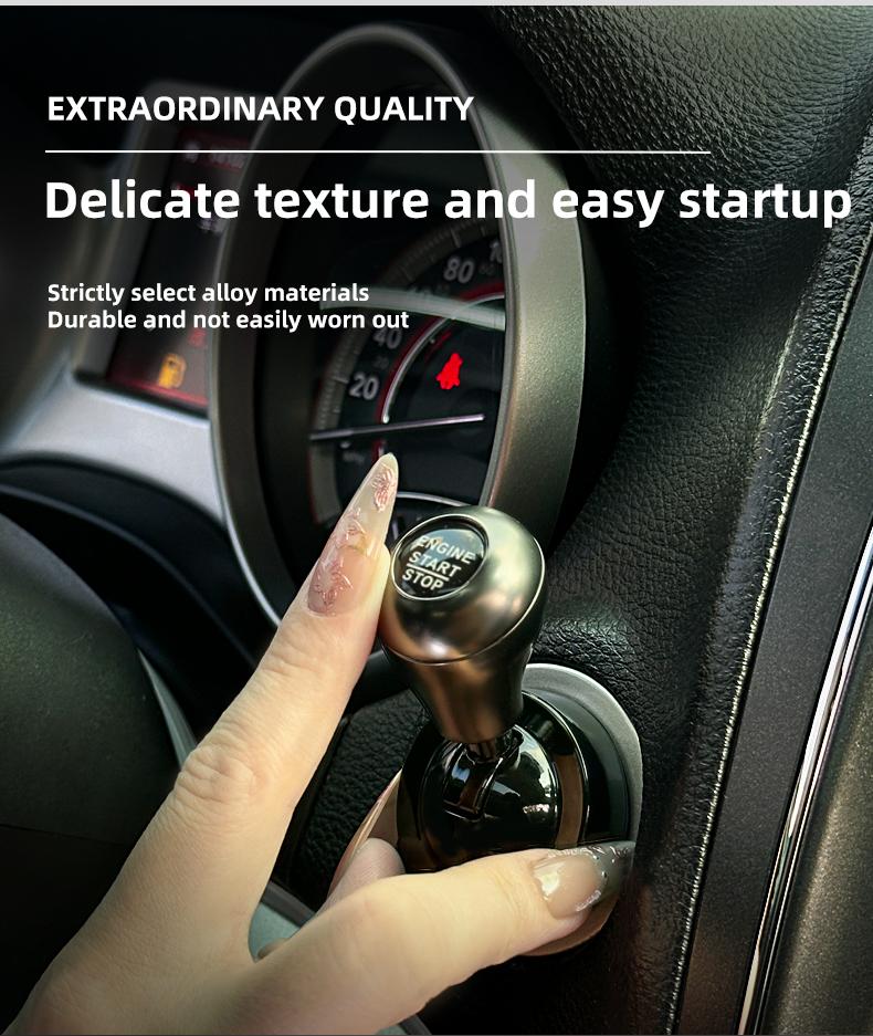 Car Push Start Button Cover, Start Engine Button Cover, Metal Push To Start Accessories, One Click Start Lever, Car Interior Accessories