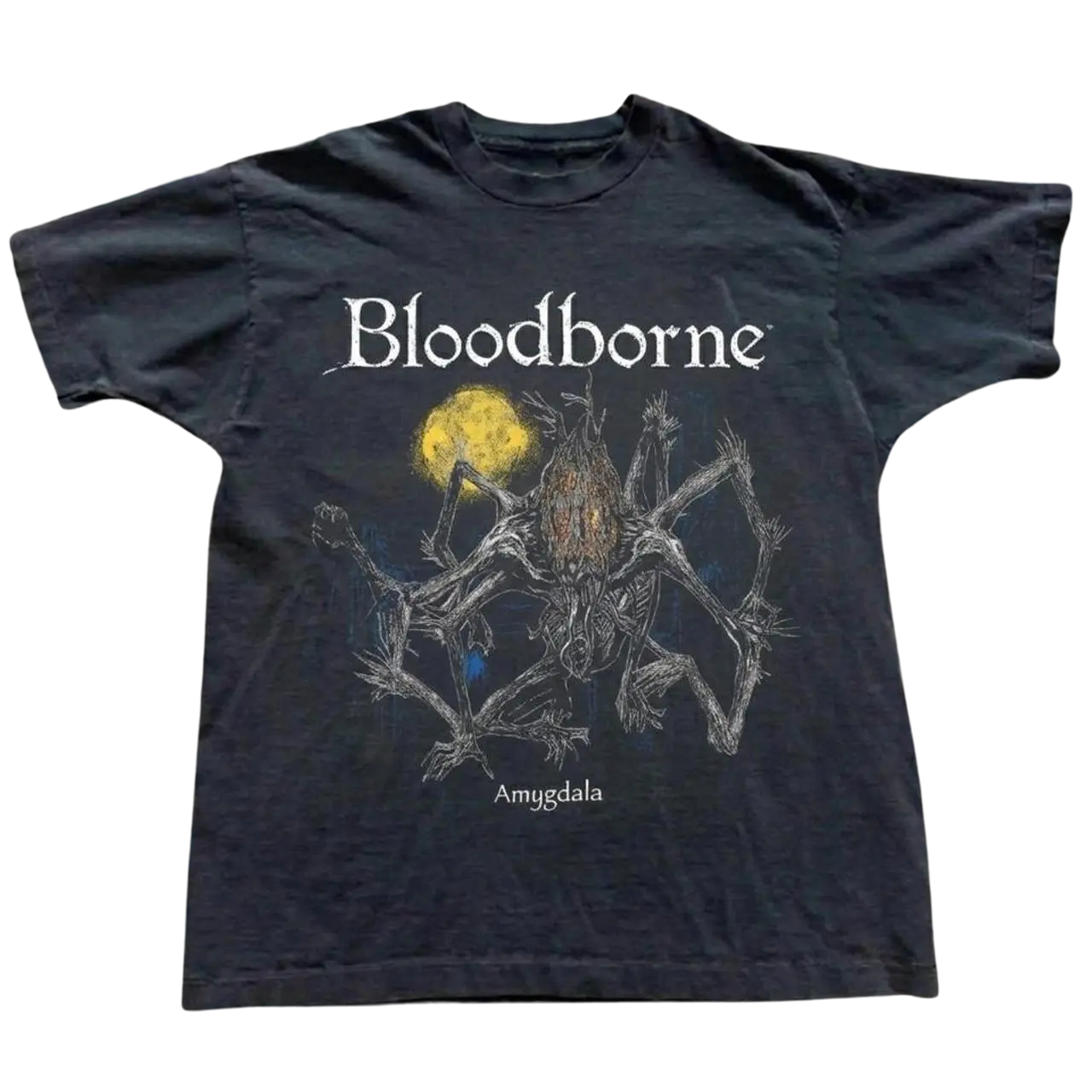 Bloodborne Amygdala T-Shirt, Dark Gothic Game Graphic Tee, Vintage Horror RPG Shirt, Eldritch Monster Gamer Tee, Unisex Black Cotton Shirt