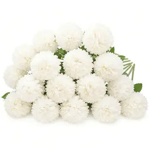 Cream White Artificial Hydrangea, 12-Stem Set Silk Artificial Flowers Wedding Bouquets/Home Decor/Café/Office Decor 28cm Height, Trimable DIY Floral Arrangement Materials