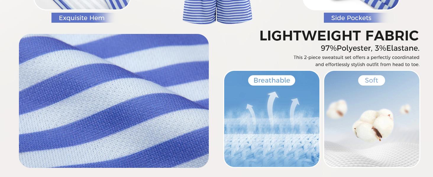 Fisoew Womens Striped Short Sets 2 Piece Outfits Sweatsuits 3/4 Sleeve Pajamas Casual Lounge Sets #TikTokShopHolidayHaul