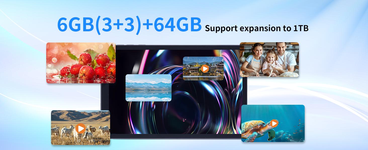 Redbeat C1 Android 14 Tablet，9GB (3+6) RAM+64GB ROM ，1217BOX loudspeaker，4000mAh-ALL Day Performance,8-inch LcD arge screen ultra clear,Dual 4G LTEDual SIM,Face ld,Extreme weight only 0.345kg, para emp render tablet