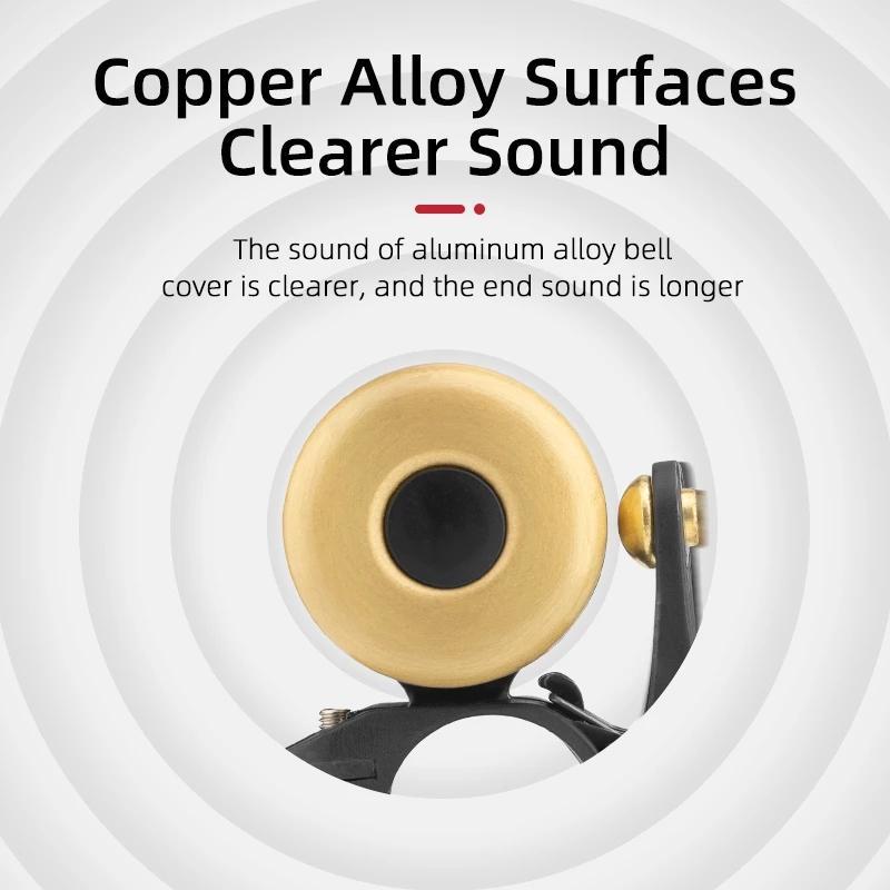 ROCKBROS Bike Bell, Copper Alloy Bike Bell, Loud Sound Classic Bike Ring Bell for Adults, for 0.82’’-0.9’’/21-23mm Handlebar Diameter