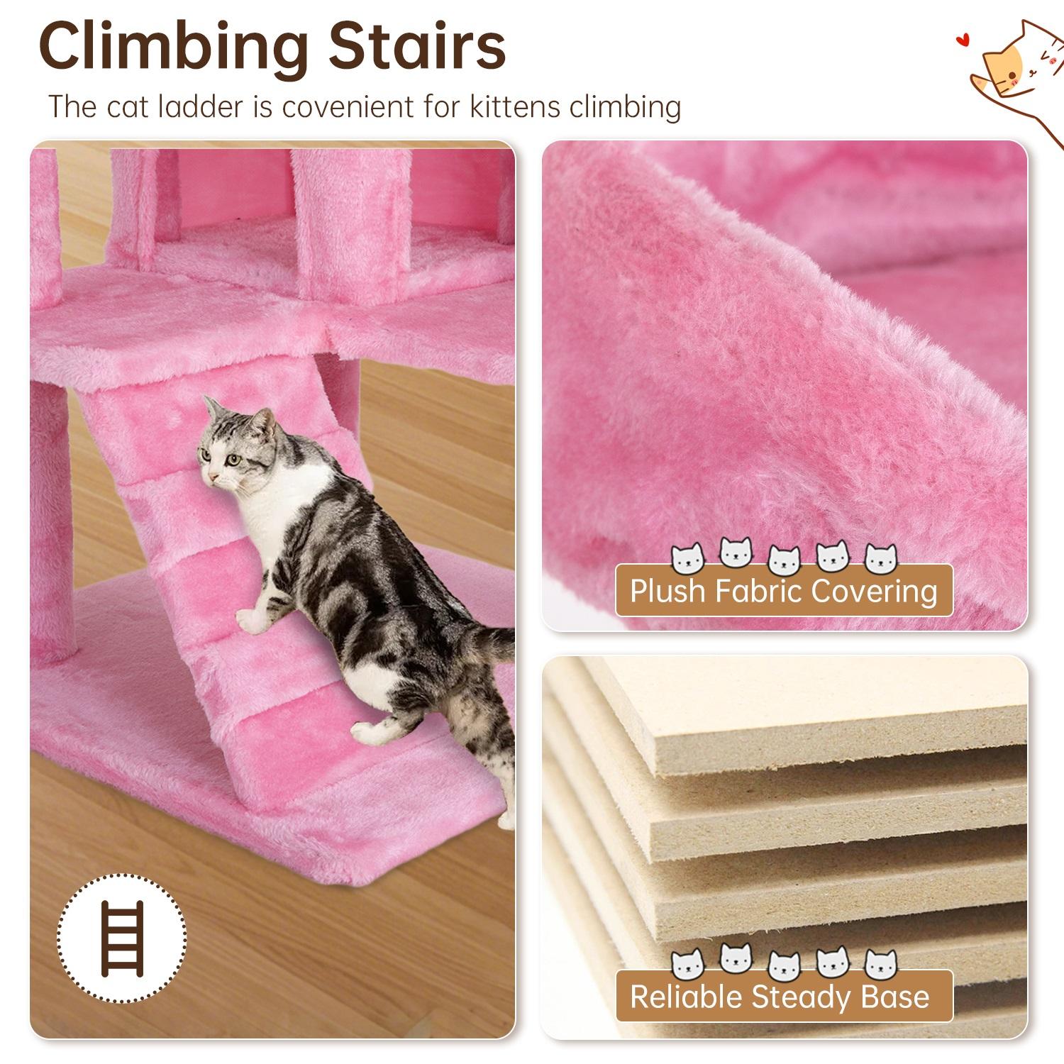 BestOffice 54/70in Cat Tree Tower Multi-Level Durable Sisal Scratching Post Cozy Fun Jumping Platform Space Saving Condo Play House for Indoor Cats Home Vertical Scratcher Portable BestOffice 54/70in Cat Tree Tower Multi-Level Durable Sisal Scratching Post Cozy Fun Jumping Platform Space Saving Condo Play House for Indoor Cats Home Vertical Scratcher Portable