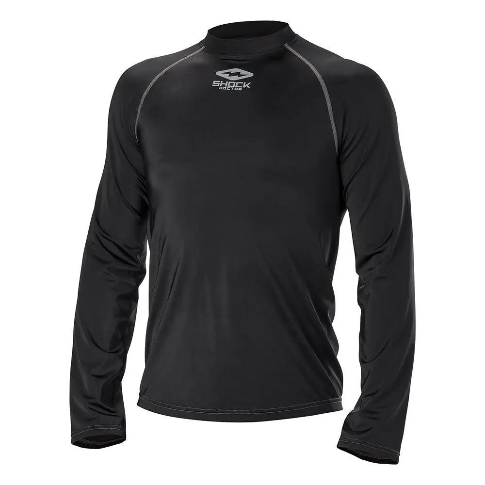 Shock Doctor Men's/Boy's Core Compression Hockey Long Sleeve Shirt - Black Activewear with Four-Way Stretch & Ventilated Mesh Back