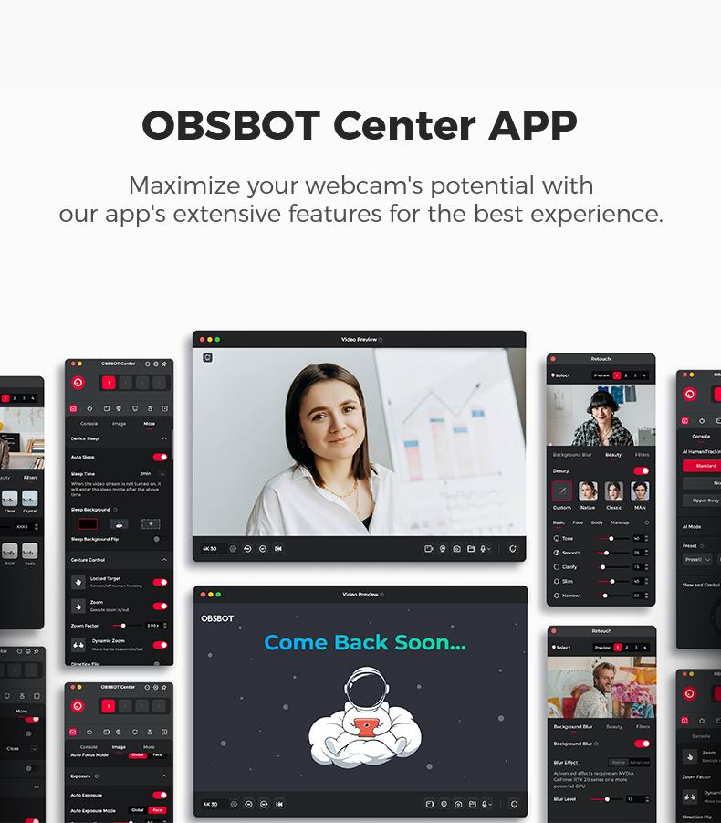 OBSBOT Tiny 2 Lite - Webcam 4K VoiceControl PTZ, Al Tracking Multi-mode & AutoFocus, Web Camera with 1/2" Sensor, GestureControl, 60 FPS, HDR Light Correction, Webcamfor PC, Streaming, Conference wyzewirelesscamera videogames