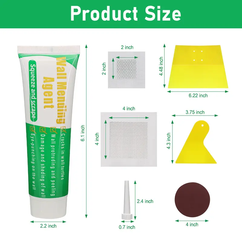 Drywall Repair Kit (3x100g), Wall Patch Spackle with Scraper & Sandpaper, Wall Fix Tool, Quick DIY Fix