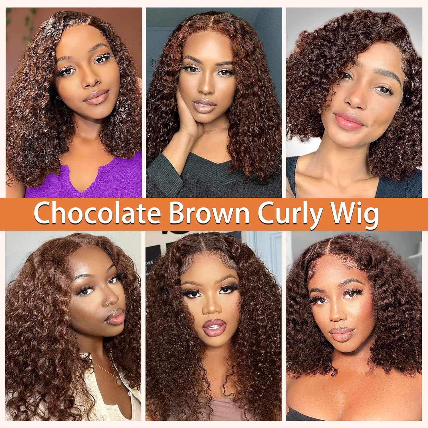 Curly BOB Wig Human Hair 180 Density 13x4 HD Lace Closure Deep Wave Wigs for Black Women Glueless Wear and Go Pre Plucked Deep Wave Wet and Wavy Glueless Wigs Human Hair Chocolate Brown 14 Inch