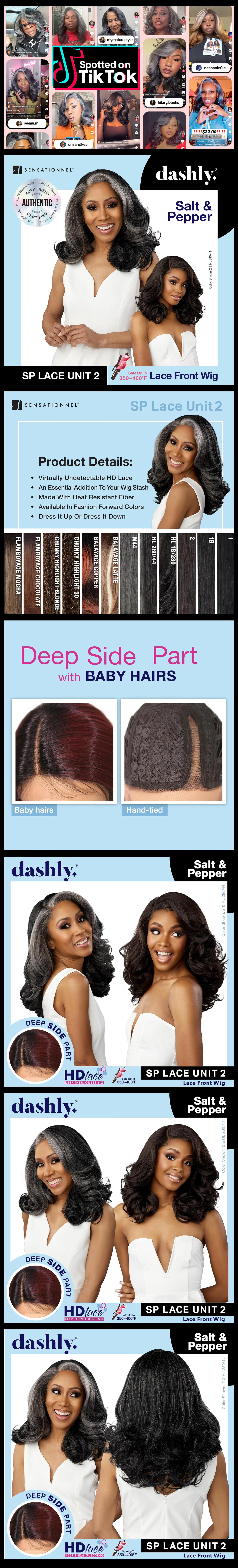 Sensationnel Dashly HD Lace Front Wig Salt N Pepper SP Unit 2