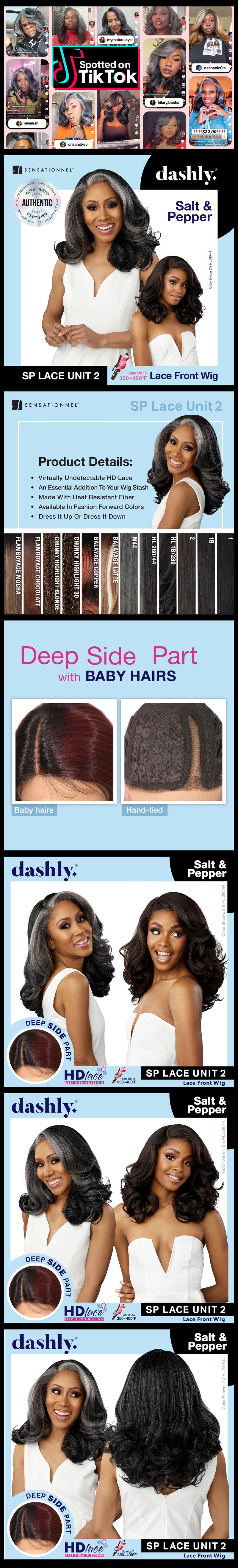 Sensationnel Dashly HD Lace Front Wig Salt N Pepper SP Unit 2